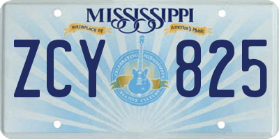 MS license plate ZCY825