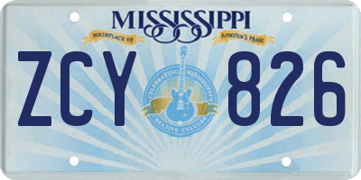 MS license plate ZCY826