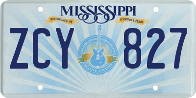 MS license plate ZCY827