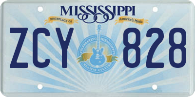 MS license plate ZCY828