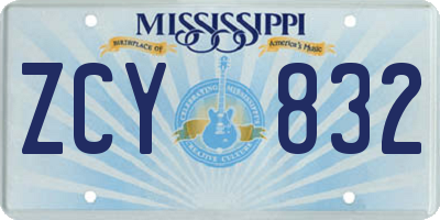 MS license plate ZCY832
