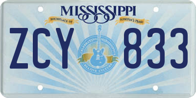 MS license plate ZCY833