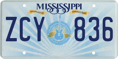 MS license plate ZCY836