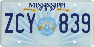 MS license plate ZCY839