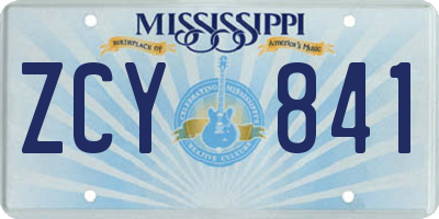 MS license plate ZCY841