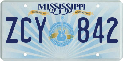 MS license plate ZCY842