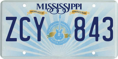 MS license plate ZCY843