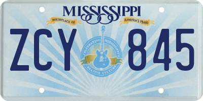 MS license plate ZCY845