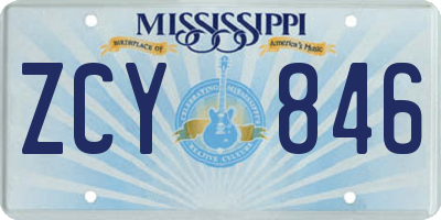 MS license plate ZCY846