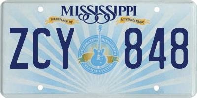 MS license plate ZCY848