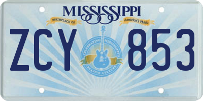 MS license plate ZCY853