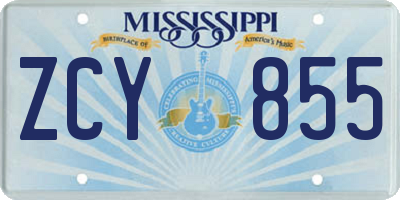 MS license plate ZCY855