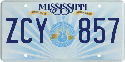 MS license plate ZCY857