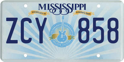 MS license plate ZCY858