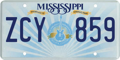 MS license plate ZCY859