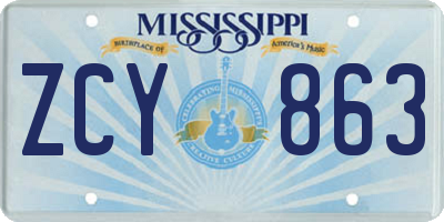 MS license plate ZCY863