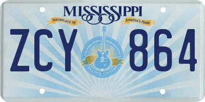 MS license plate ZCY864
