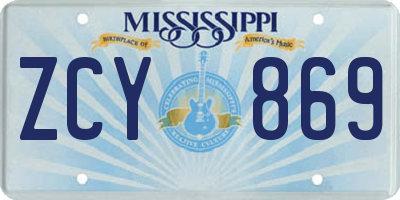 MS license plate ZCY869