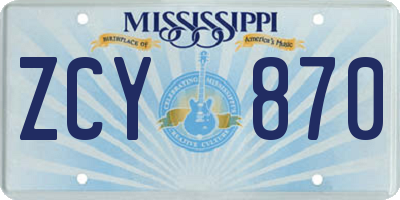 MS license plate ZCY870