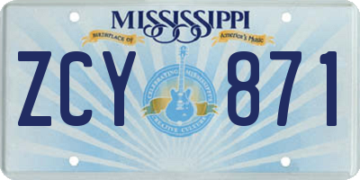 MS license plate ZCY871