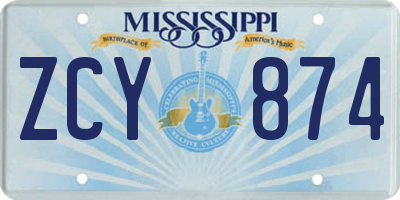MS license plate ZCY874