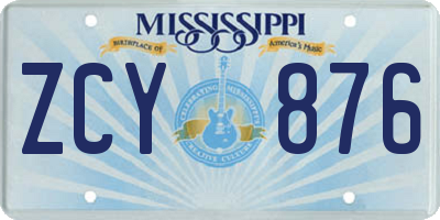 MS license plate ZCY876