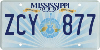 MS license plate ZCY877