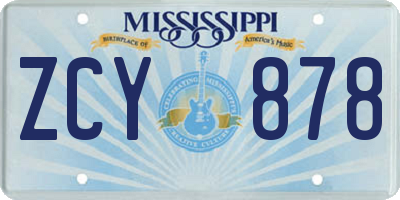MS license plate ZCY878