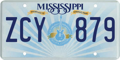 MS license plate ZCY879