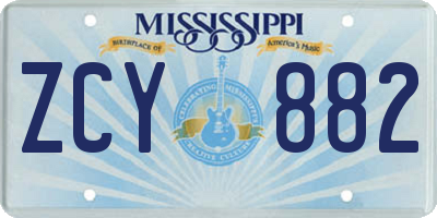 MS license plate ZCY882