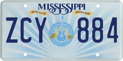 MS license plate ZCY884