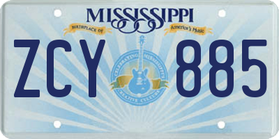 MS license plate ZCY885
