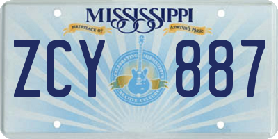 MS license plate ZCY887