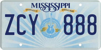MS license plate ZCY888