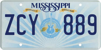 MS license plate ZCY889