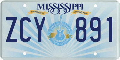 MS license plate ZCY891