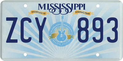 MS license plate ZCY893