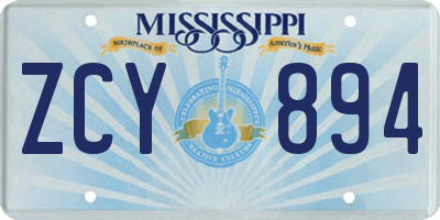 MS license plate ZCY894