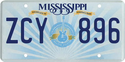 MS license plate ZCY896