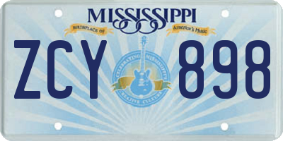 MS license plate ZCY898