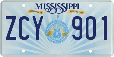 MS license plate ZCY901