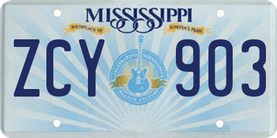 MS license plate ZCY903