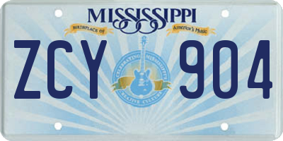 MS license plate ZCY904