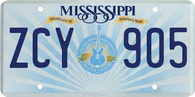 MS license plate ZCY905
