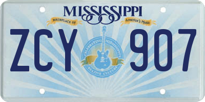 MS license plate ZCY907