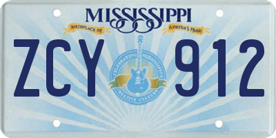 MS license plate ZCY912