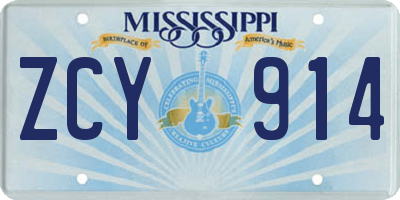 MS license plate ZCY914