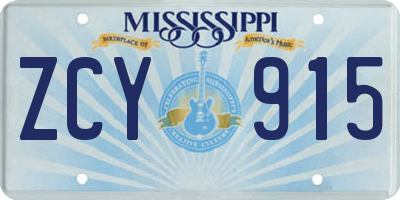 MS license plate ZCY915