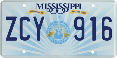 MS license plate ZCY916