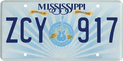 MS license plate ZCY917